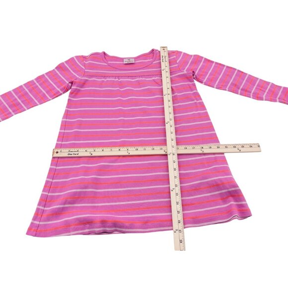 Hanna Andersson Girls Striped Long Sleeve Dress Size 140 Pink & White Cotton - Picture 4 of 5